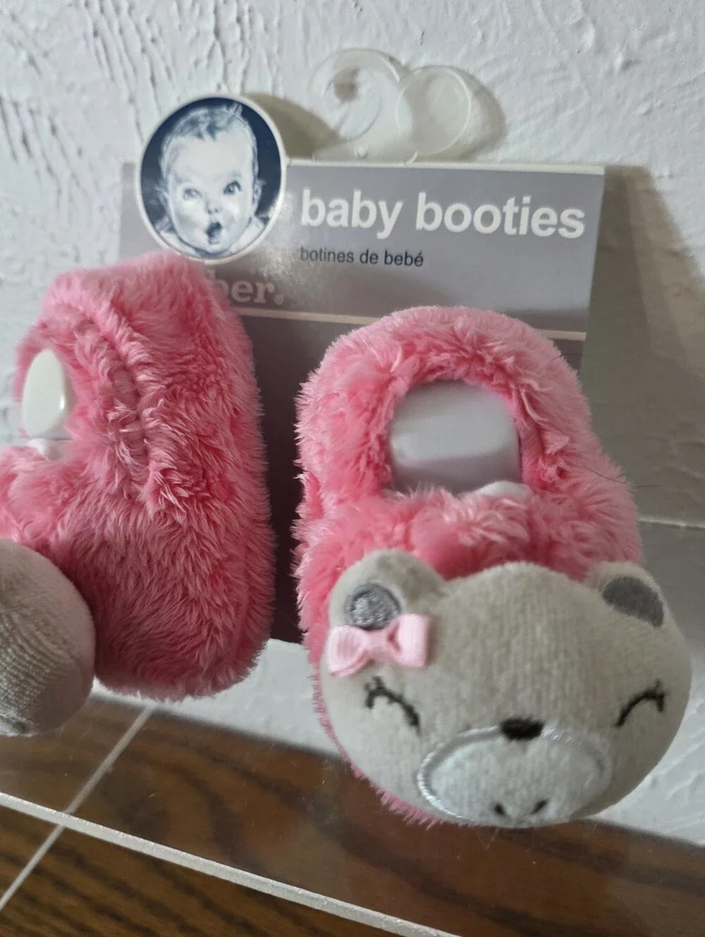 Gerber Baby Girl Pink Kitty Cat Booties 0-6 Months Plush NWT